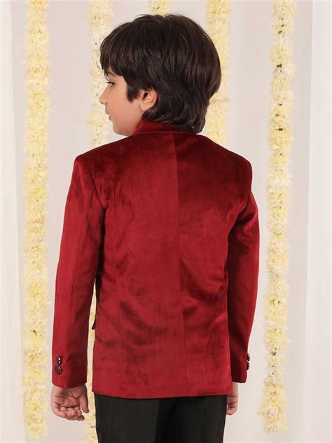 Boy's Maroon Velvet Blazer – vastramay