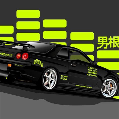 Download wallpaper black, vector, Nissan, black, Nissan, Skyline, rear ...