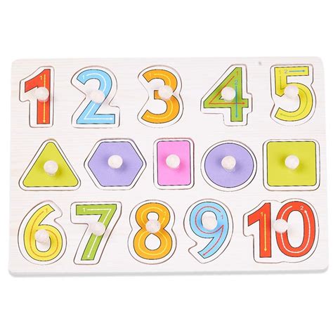 Baybee 2 in 1 Wooden Number and Shape Puzzles for Kids Wooden Numbers ...