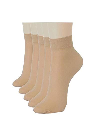 B.H Women's ankle socks,skin colored,Lyra spendex,(pack of 5 pair),for ...