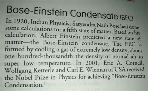 Write short note on bose einstein condensates chemistry - Brainly.in