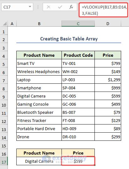Image result for How to Create a Table Array in Excel