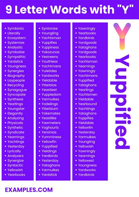 450+ 9 Letter words with Y, Meaniing, PDF