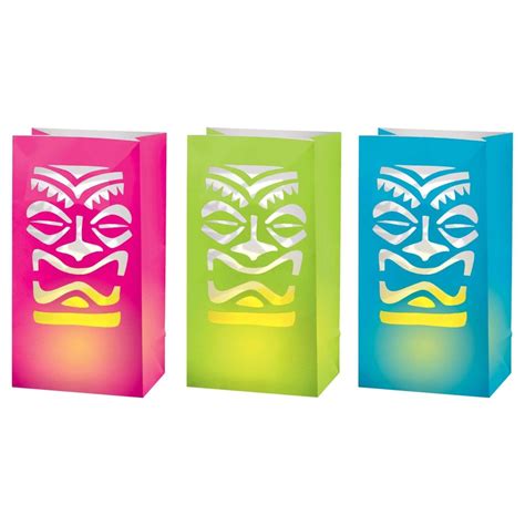 Vintage Tiki LED Luminaries, 11 x 6 Inches, 6 Count | Party Expert