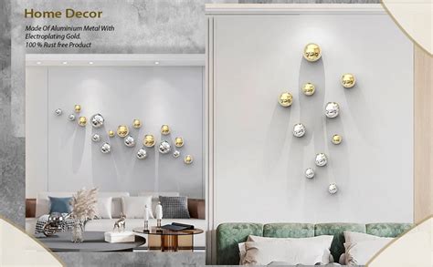 ZOVE Metal Wall Decor Set of 10 Luxury Ball Design Perfect for Living ...