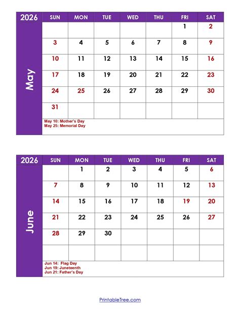 Calendar May June 2026 2 - Free Printable Templates