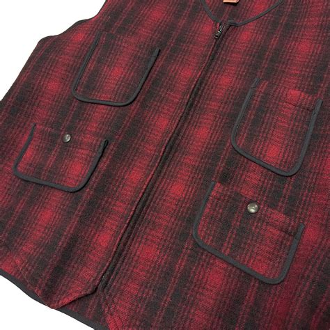 Woolrich ウールリッチ ZIPPER WOOL VEST ジッパー ウールベスト オンブレチェック col.RED size:X ...