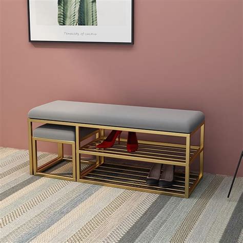 Teak Wood Art Shoe Rack Bench Organizer with Mesh Seat for Bedroom ...