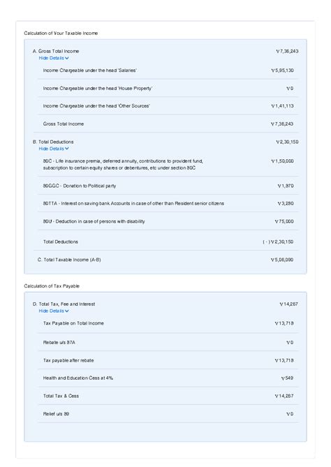 Summary - ghgfhgfhgfvghbv - Calculation of Your Taxable Income ...