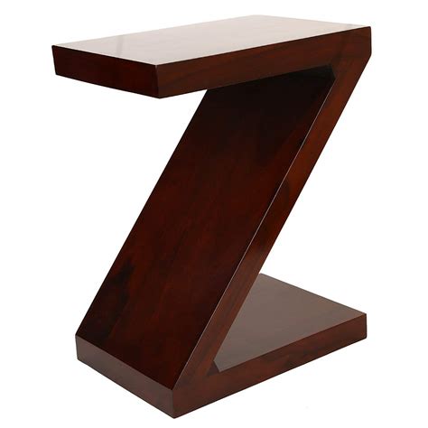 Cherry Wood Sheesham Wood Z Shape Bed Side End Table for Home (Mahogany ...