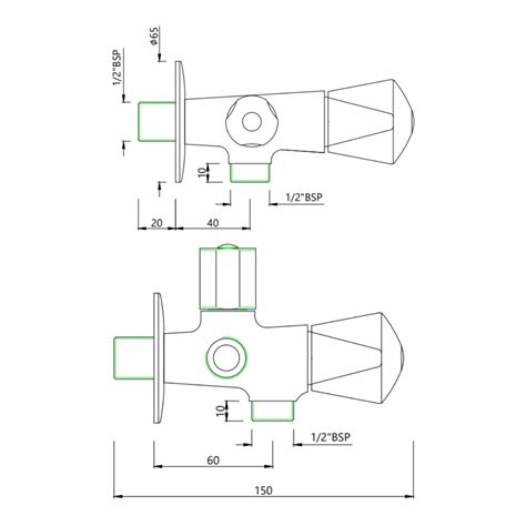 Essco Basin Area 2 Way Angular Stop Cock Tropical TQT-CHR-526AF ...