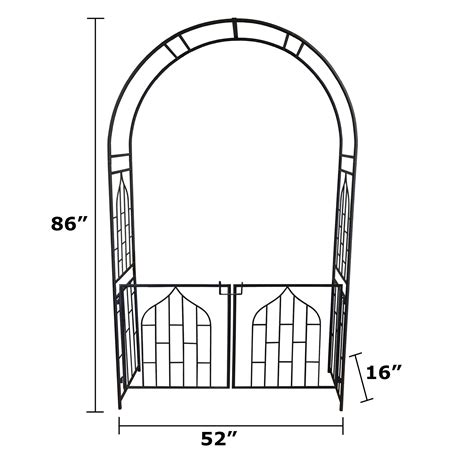 Garden Gateway Arch & Gate – Decorative Black Steel Garden Entrance ...