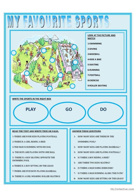 My Favorite Sport Worksheet 的图像结果