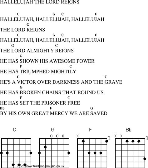 Christian Gospel Worship Song Lyrics with Chords - Hallelujah The Lord ...