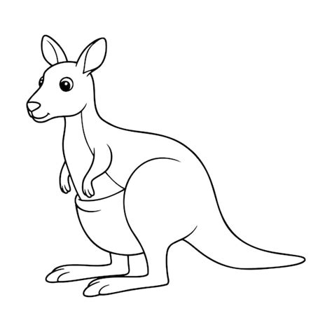 Cartoon kangourou à colorier debout sur un fond blanc | Vecteur Premium