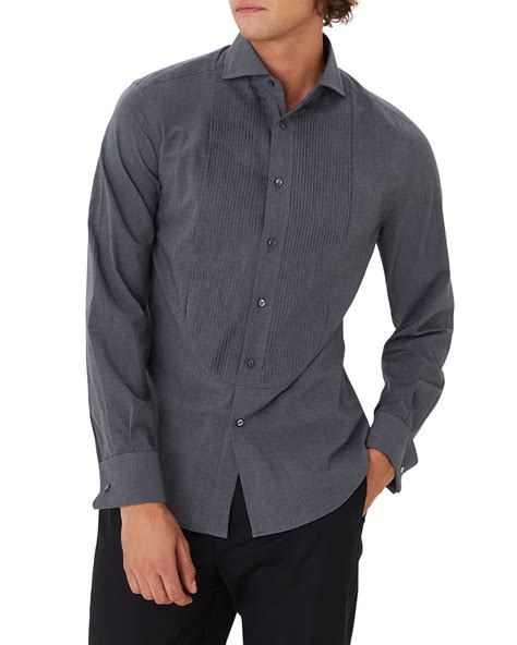 Giorgio Armani Men's Pleated Bib Tuxedo Shirt | Neiman Marcus