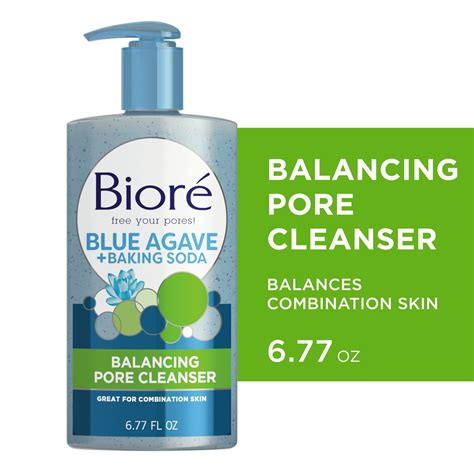 Biore Blue Agave + Baking Soda Face Wash, Facial Pore Cleanser for ...