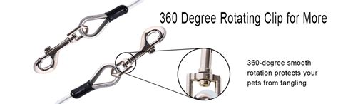 LAFILLETTE Stainless Steel Tie-Out Cable/Leash for Dogs (Silver:15 feet ...