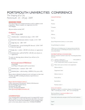 Fillable Online port ac Univercities Booking Form - University of ...