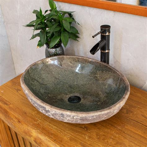 River Stone Sink, 15-19 Inch Medium, Stone Sink,bathroom Sink, Vessel Sink ,natural Stone Sink ...