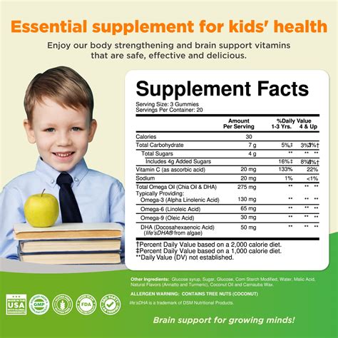 Vegetarian Omega 3 Gummies for Kids - Delicious Kids DHA Gummies with ...