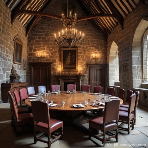 Medieval Castle Interior with Round Table | Stable Diffusion Online