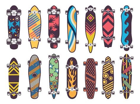 Various colored skateboards | Premium Vector