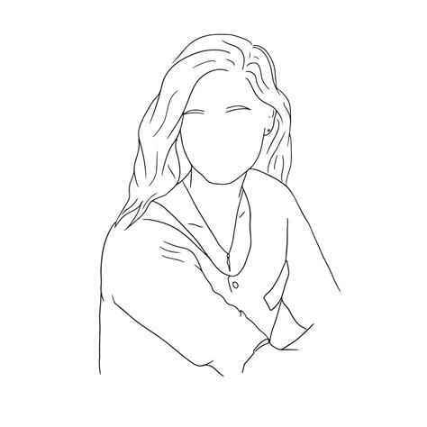 Female Portrait Line Art, Minimalist Girl Drawing, Human People Outline ...