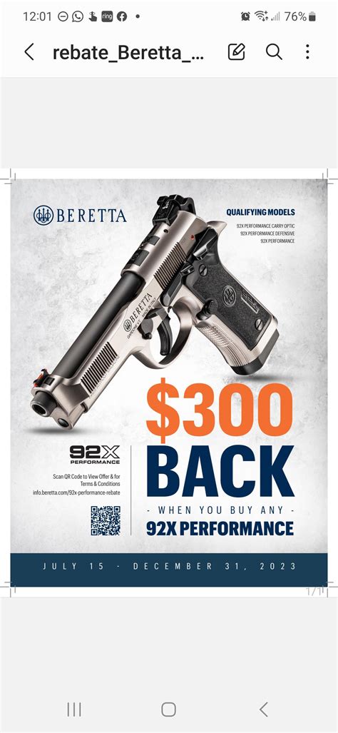 Beretta 92x performance rebate : r/Beretta