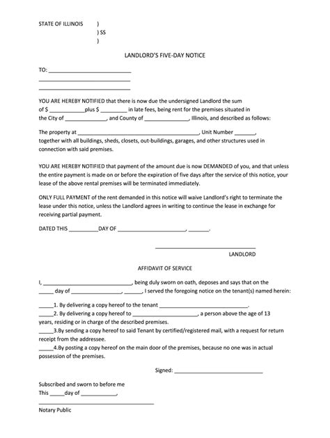 IL Landlords Five-Day Notice Form - Fill Online, Printable, Fillable ...