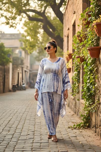 Blue & White Tie-Dye Cord Set Dress for Women – Anoothi Online