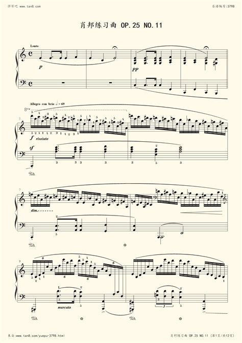 《肖邦钢琴练习曲 Op.25 No.11 冬风,钢琴谱》Chopin.肖邦|弹琴吧|钢琴谱|吉他谱|钢琴曲|乐谱|五线谱|高清免费下载|蛐蛐钢琴网