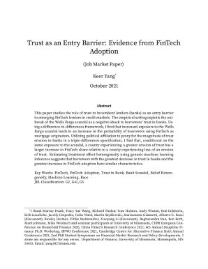 Fillable Online Trust As an Entry Barrier: Evidence from FinTech ...