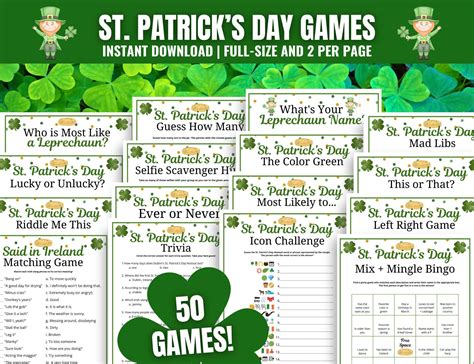St patricks day games mega bundle 50 fun st patrick s day party games ...
