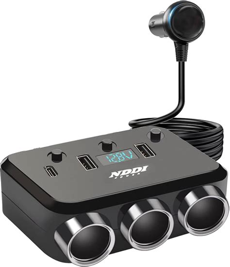 Amazon.com: 200W PD USB C Car Charger Adapter: 12V Cigarette Lighter Socket Splitter 12 Volt DC ...