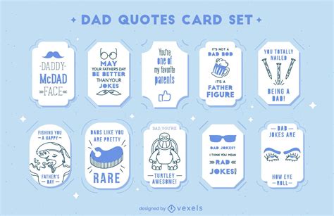 Fathers Day Funny Dad Quotes Card Set Vector Download