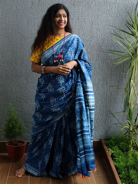 Bagru Hand Block Printed Cotton Saree – Weaves of Tradition