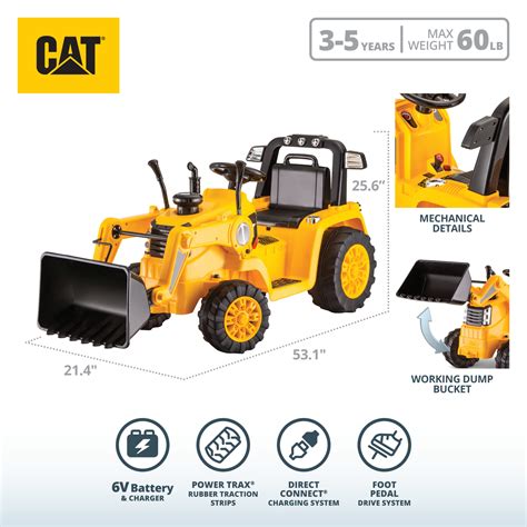 Buy CAT Tractor Bull Dozer, Digger, Ride-On Toy by Kid Trax, yellow ...