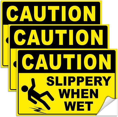Amazon.com: Caution Slippery When Wet Sign - 4 x 6 Wet Floor Signs 3 ...