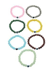 Buy NVR Unisex Set Of 7 colors Crystals Beaded Evil Eye Elasticated ...