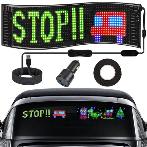 JORUGUNA Flexible LED Sign for Car Display with APP Control 14.6”x3.6 ...