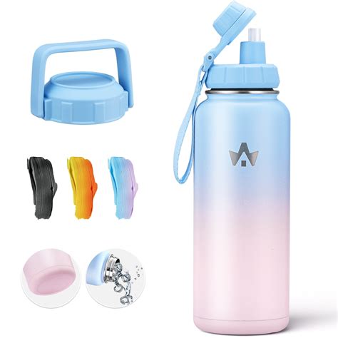 ALongSong Stainless Steel Water Bottles 32oz, Insulated Bottle with ...