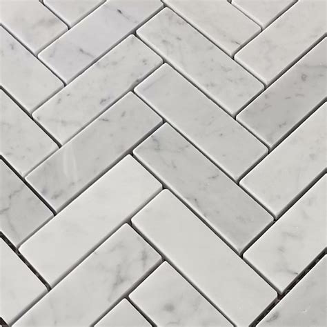 HIGHLANDERHOME Marble Look Floor Wall Tile (Carton) HERRINGBONE-10PC at ...