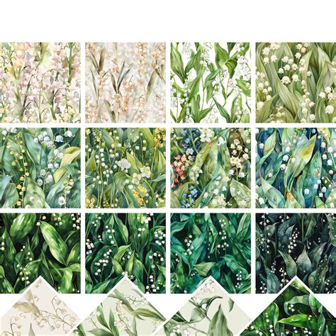 12 Seamless Lily of the Valley Backgrounds Digital Paper Patterns for ...