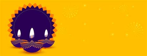 Traditional shubh diwali greeting banner with image or text space ...