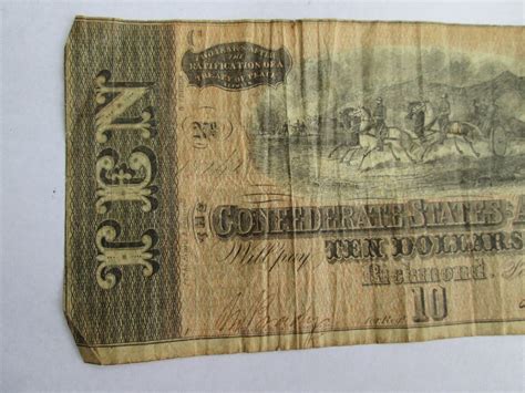 Original Confederate States Of America 10 Dollar confederate currency ...
