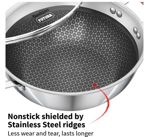 Hawkins 2.5 Litre Deep Kadhai, Triply Stainless Steel Shielded Nonstic ...