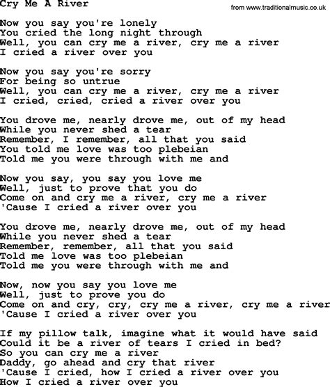 Joan Baez song - Cry Me A River, lyrics