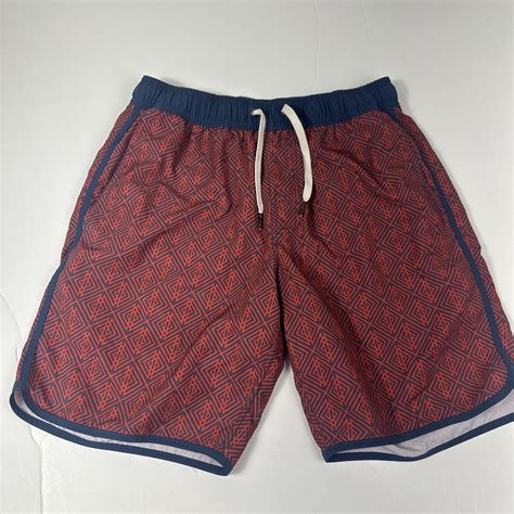 Fair Harbor Swim Trunks Small Red Blue 8" Lined Mastos Anchor Print ...