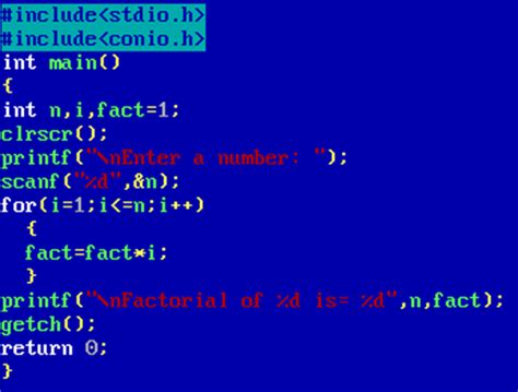 Image result for C Programming Factorial